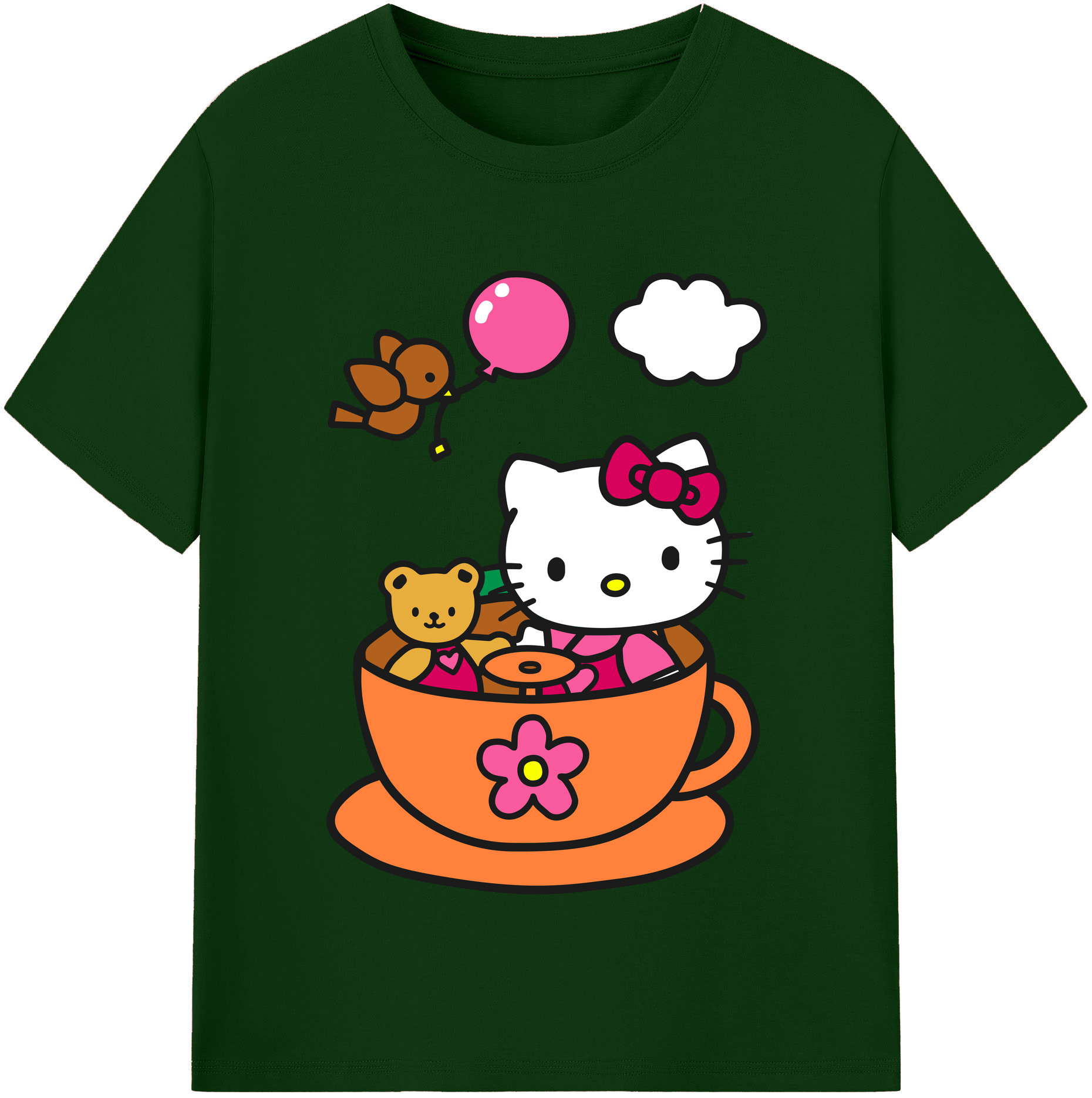 （画像用） Hello Kitty ハローキティ 綿100％半袖Tシャツ（フロントプリント）